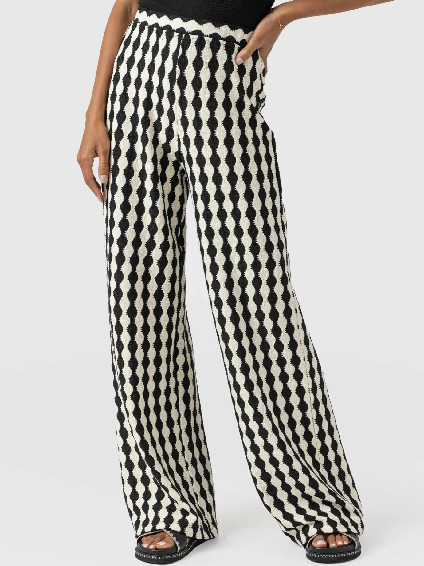 Pants|Saint and Sofia Victory Wide Leg Pant - Black/Cream