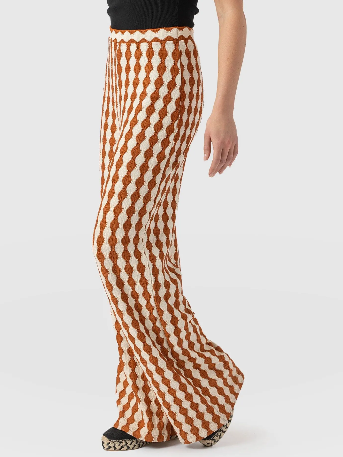 Pants|Saint and Sofia Victory Wide Leg Pant - Brown/Cream