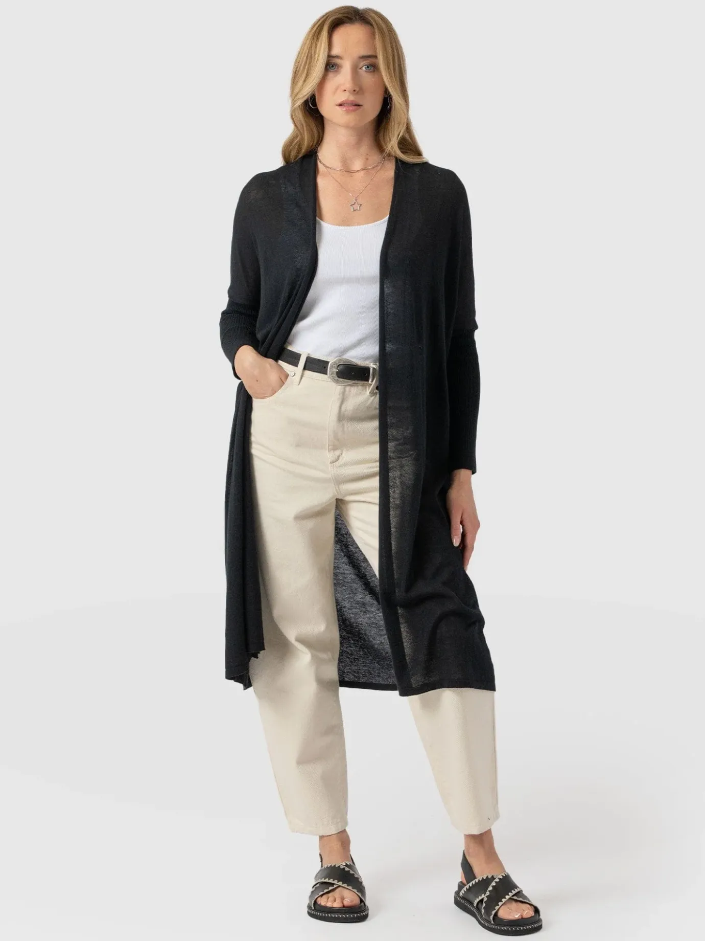 Knitwear|Saint and Sofia Waterfall Cardigan - Black