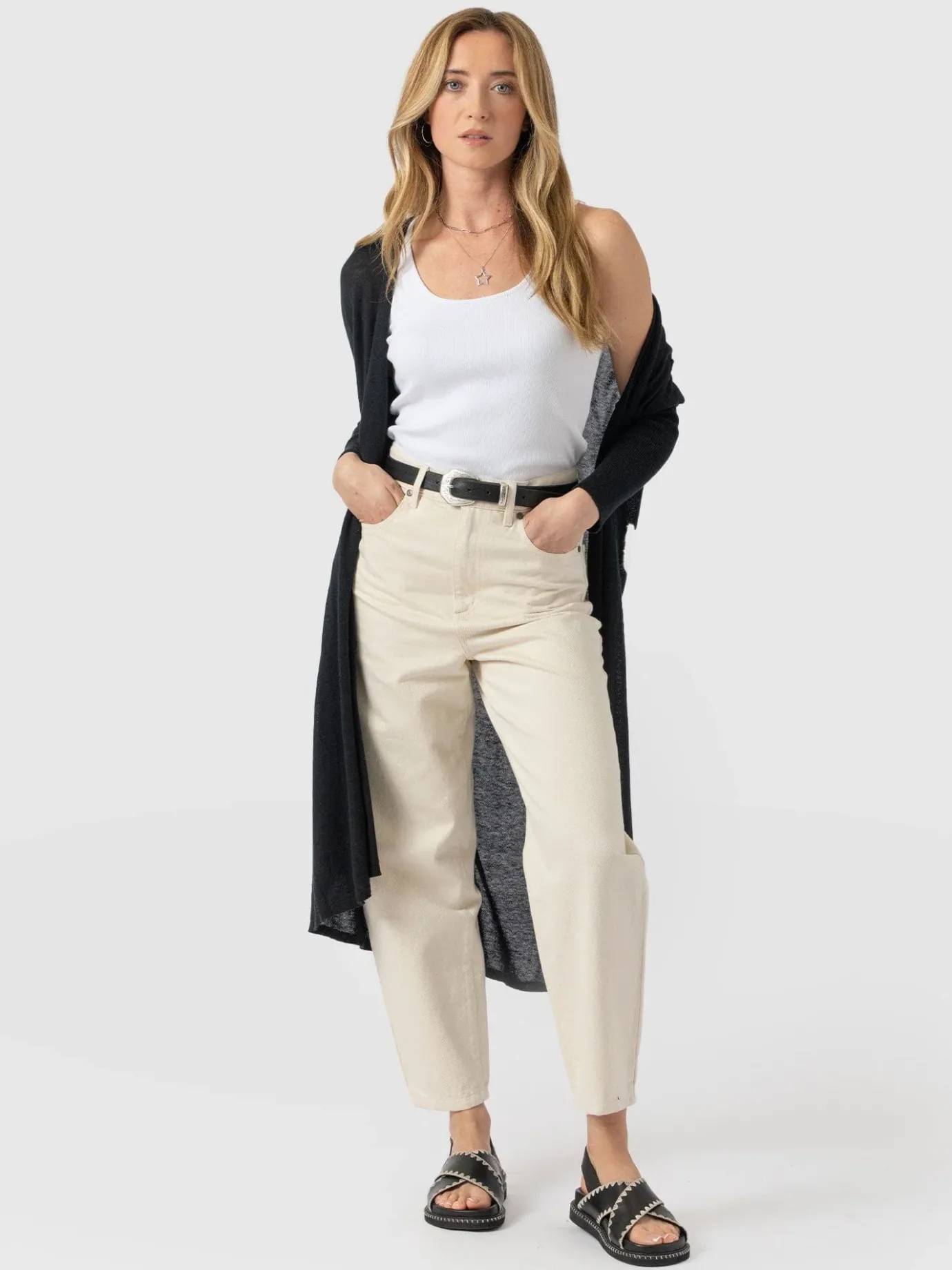 Knitwear|Saint and Sofia Waterfall Cardigan - Black