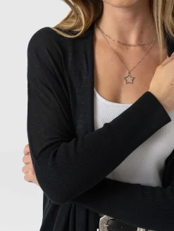 Knitwear|Saint and Sofia Waterfall Cardigan - Black