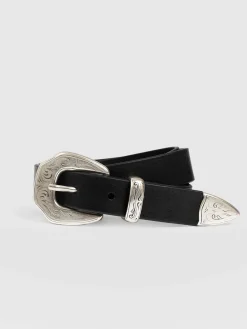 Leather Belts|Accessories|Saint and Sofia Western Belt - Black