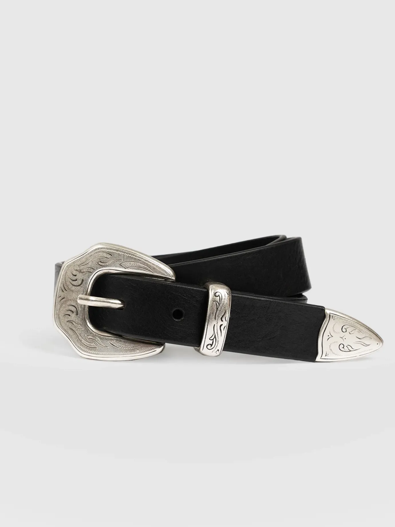 Leather Belts|Accessories|Saint and Sofia Western Belt - Black