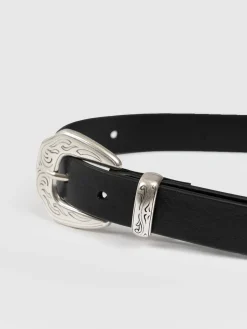 Leather Belts|Accessories|Saint and Sofia Western Belt - Black