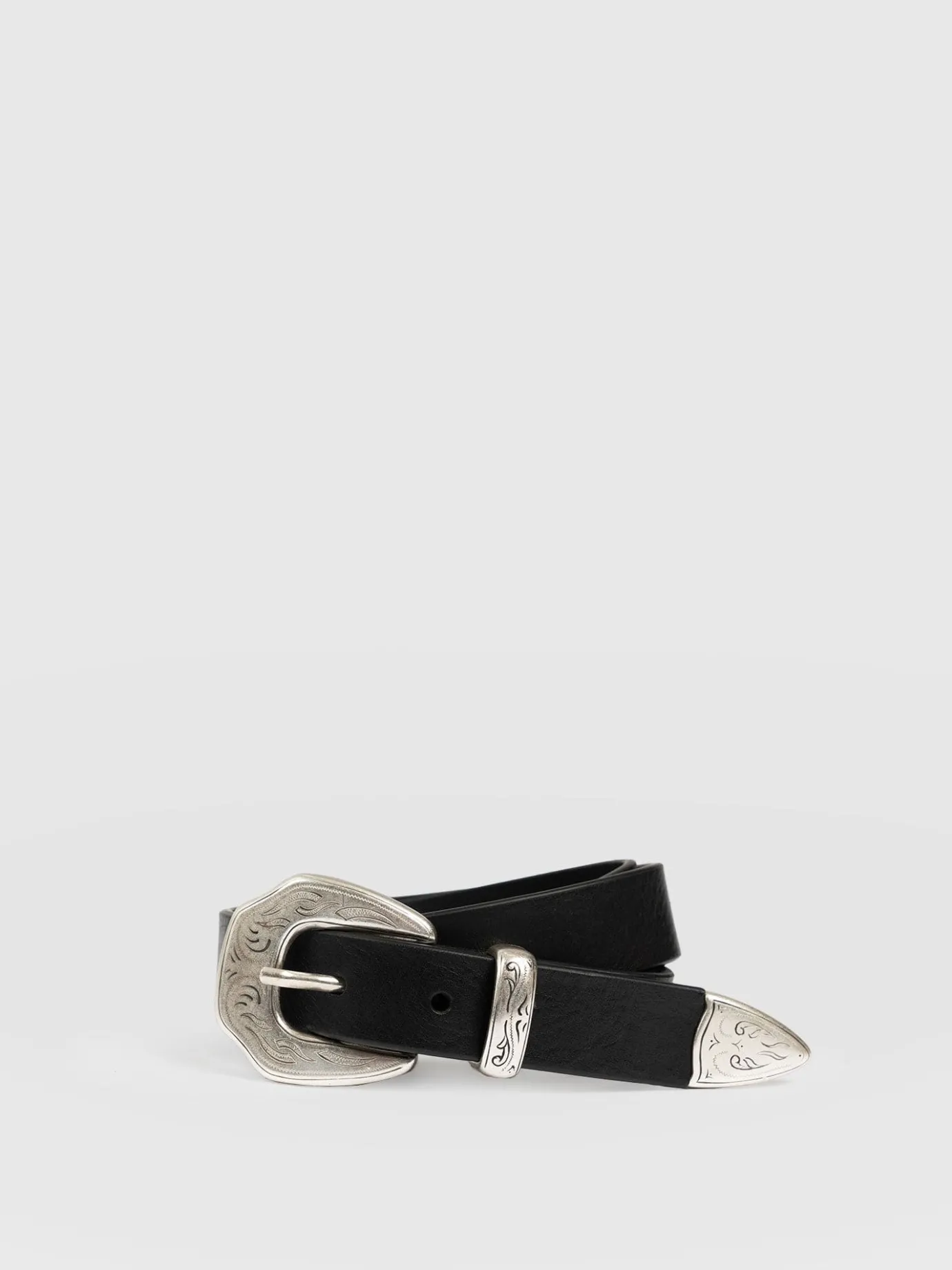 Leather Belts|Accessories|Saint and Sofia Western Belt - Black
