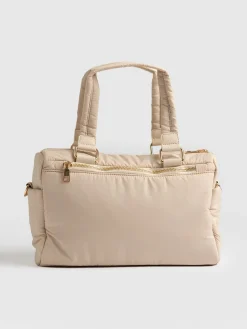 Shoulder Bags|Nylon Bags|Saint and Sofia Woven Duffle Bag - Cream