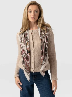 Scarves & Hats|Accessories|Saint and Sofia Wren Paisley Scarf - Cream/Burgundy