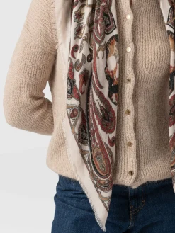 Scarves & Hats|Accessories|Saint and Sofia Wren Paisley Scarf - Cream/Burgundy