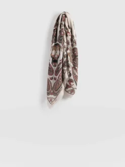 Scarves & Hats|Accessories|Saint and Sofia Wren Paisley Scarf - Cream/Burgundy