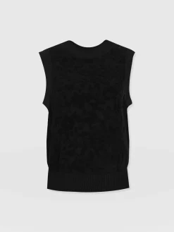Knitwear|Sweaters|Saint and Sofia Wren Sleeveless Knit - Black