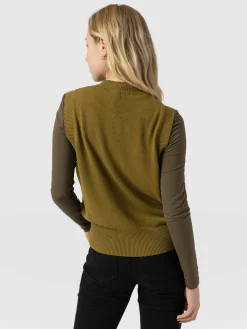 Knitwear|Saint and Sofia Wren Sleeveless Knit - Olive