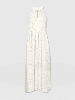 Dresses|Saint and Sofia Zoey Halter Neck Dress - White Broderie